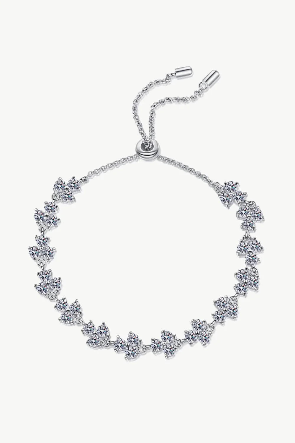 Adjustable Moissanite Bracelet in 925 Sterling Silver with 4.2 Carats of Sparkling Stones