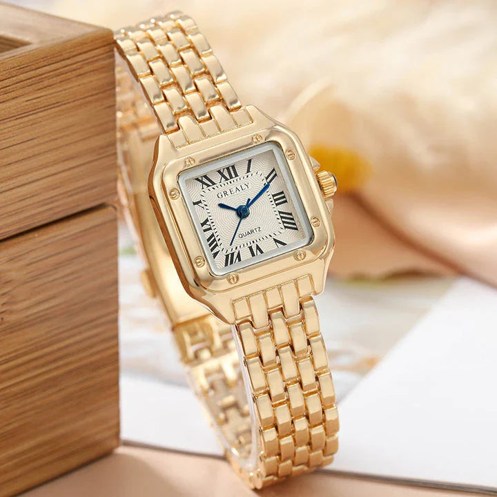 Luxury Fashion Square Women's Watch with stainless steel case and bracelet, elegant square dial design