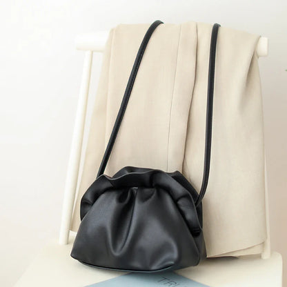 Chic retro dumpling bag made with soft, premium PU material in a one-shoulder diagonal design