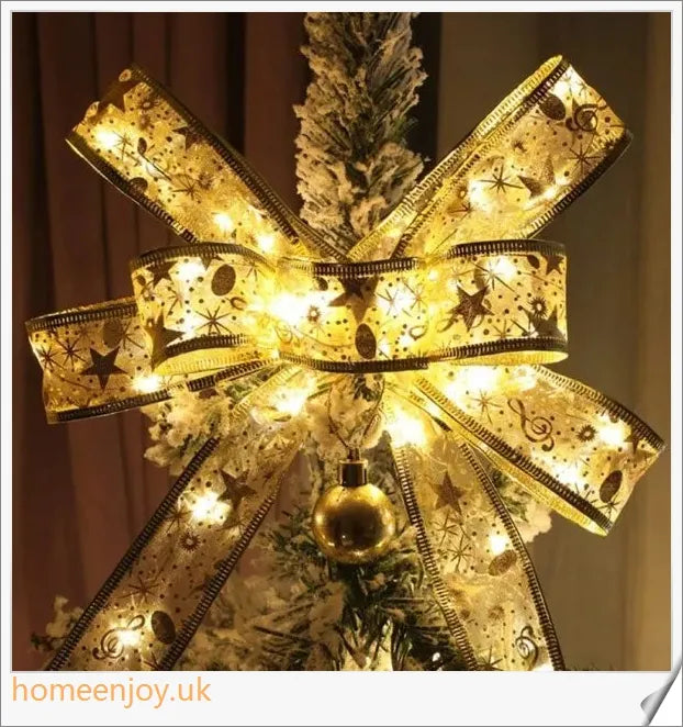 Festive Christmas ribbon fairy lights with 100 warm LED lights, available in gold and silver colours