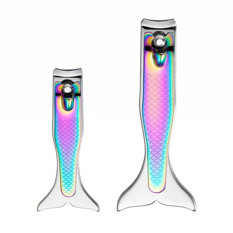Mermaid-inspired stainless steel nail clipper with curved blades for precise and effortless nail trimming