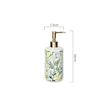Ceramic Flower Soap Dispenser with elegant floral design for luxurious bathroom décor