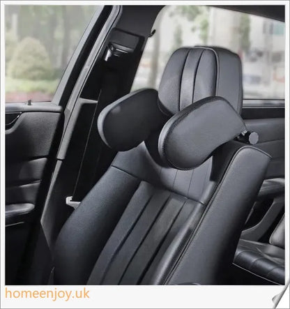 Adjustable car headrest pillow made of premium PU leather for comfortable neck support during long drives and road trips
