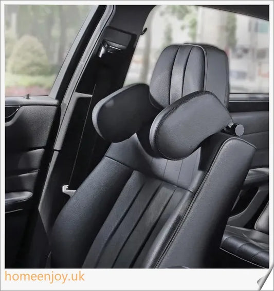 Adjustable car headrest pillow made of premium PU leather for comfortable neck support during long drives and road trips