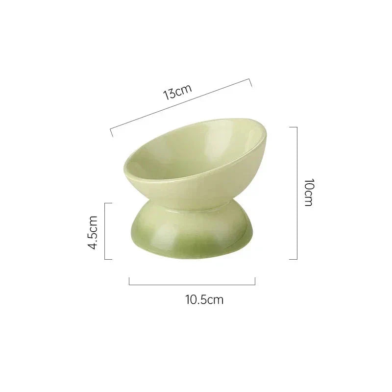 Gradient Ceramic Cat Bowl with raised and tilted design for comfortable pet dining