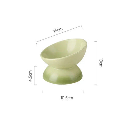 Gradient Ceramic Cat Bowl with raised and tilted design for comfortable pet dining