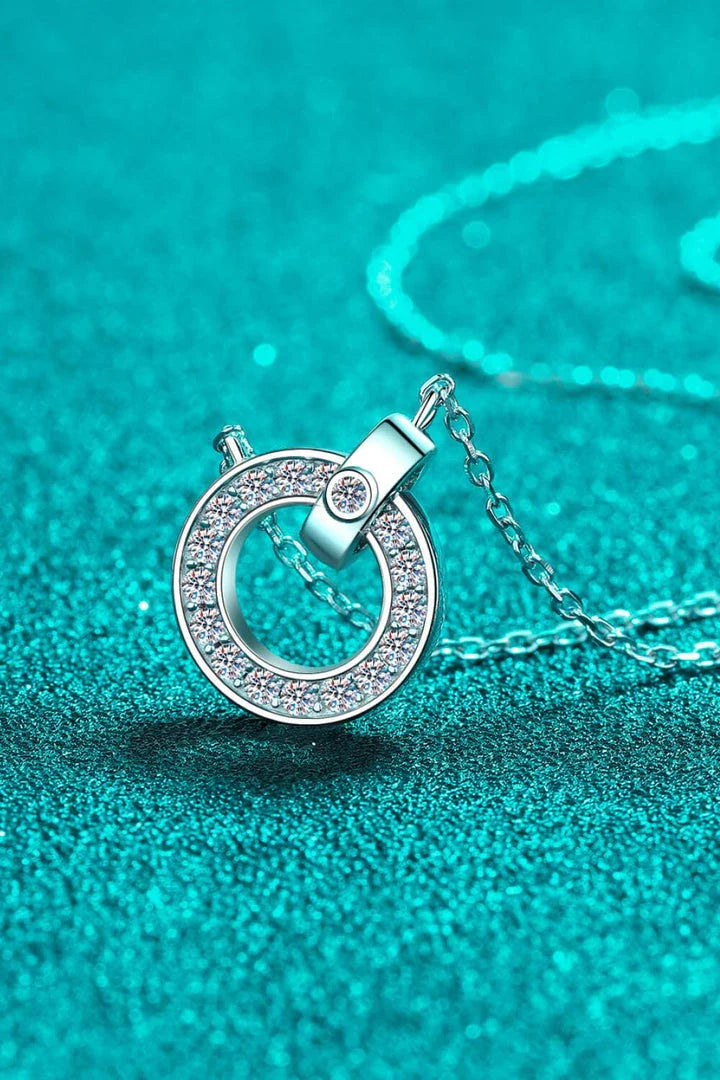Elegant moissanite and sterling silver necklace with a minimalist, contemporary design