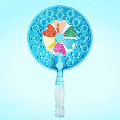 Colourful and durable bubble-blowing windmill wand for enchanting outdoor fun