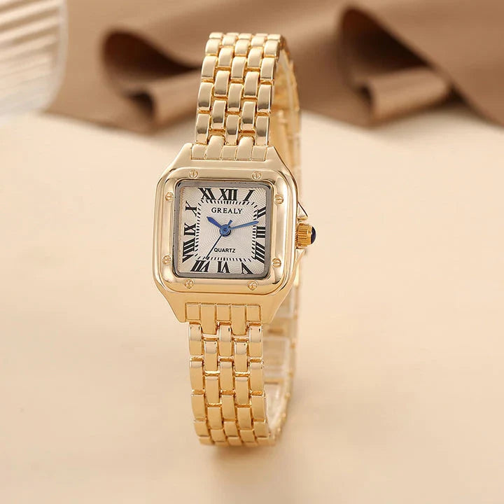 Luxury Fashion Square Women's Watch with stainless steel case and bracelet, elegant square dial design