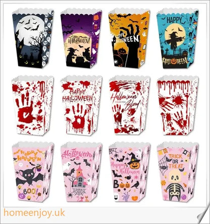 Creepop Halloween Popcorn Boxes with spooky designs, perfect for holding treats and creating a haunting atmosphere at your party