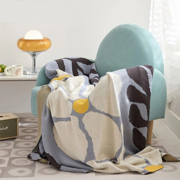 Pastoral Floral Leaves Cotton Throw Blanket in various colours, featuring a nature-inspired design for cosy home decor