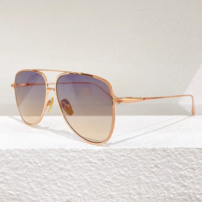 Premium pure titanium frame classic vintage pilot sunglasses with UV400 protection and gold finish