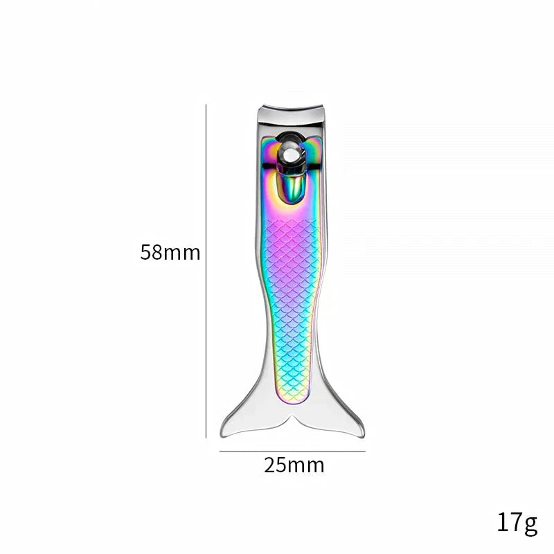 Mermaid-inspired stainless steel nail clipper with curved blades for precise and effortless nail trimming