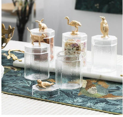 Premium glass food storage jar with a stylish rabbit-shaped lid, ideal for storing dry goods, snacks, and homemade preserves in the kitchen.