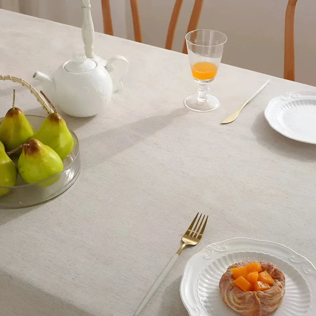 Elegant flax fabric tablecloth in various sizes, perfect for weddings, home parties, and dining banquets