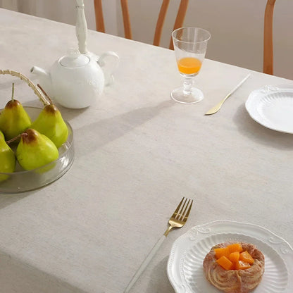 Elegant flax fabric tablecloth in various sizes, perfect for weddings, home parties, and dining banquets