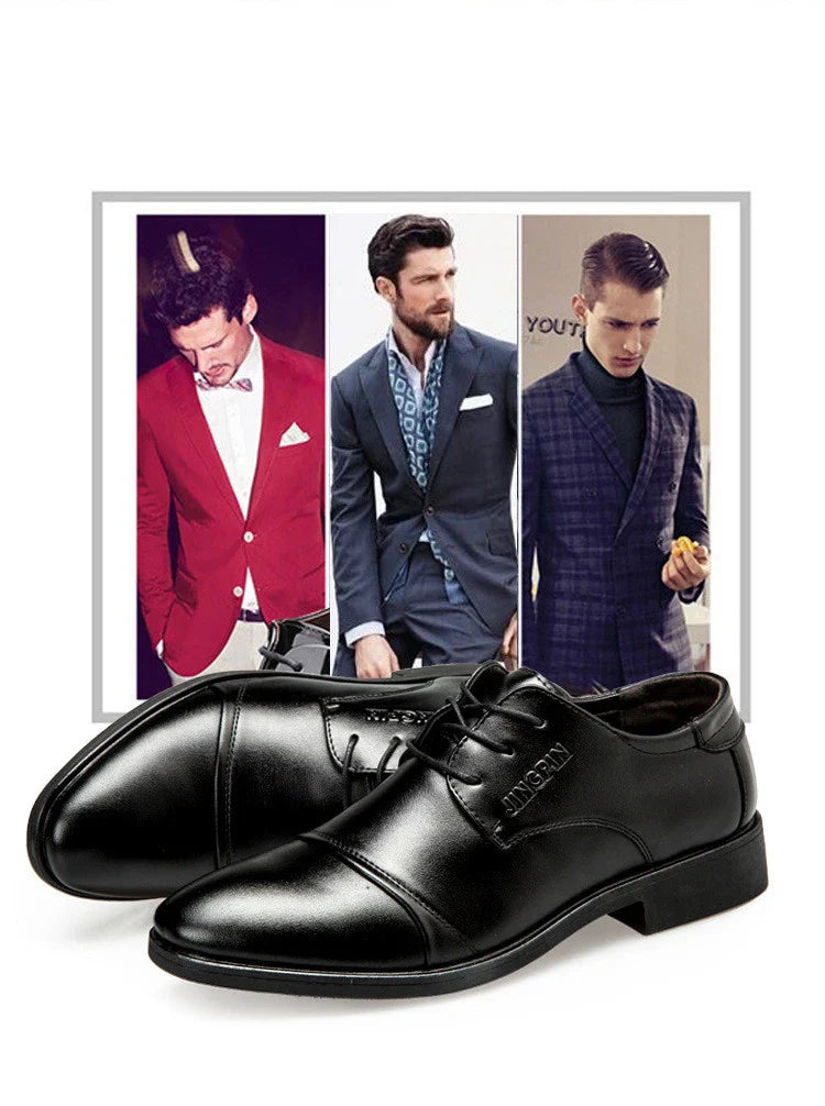 Men's stylish and comfortable business dress shoes with pointed toe, low profile, and detailed stitching