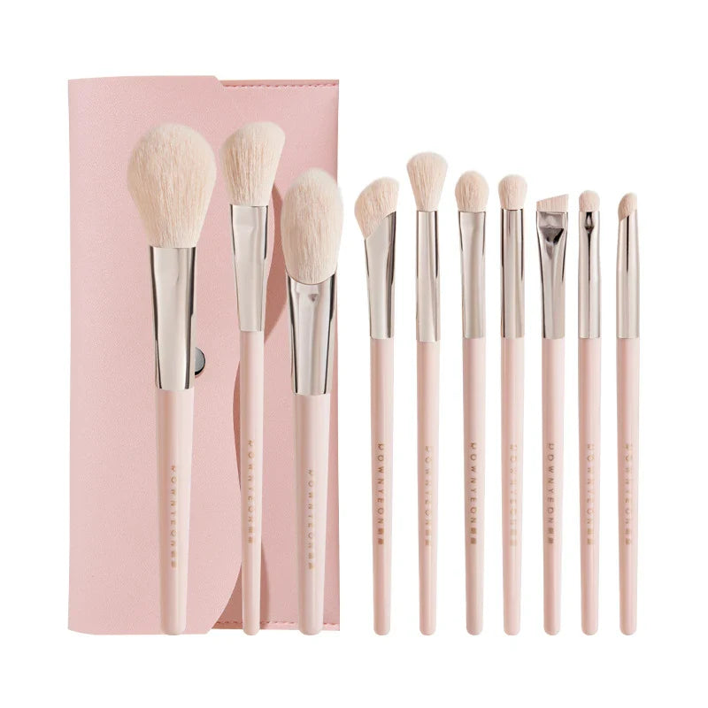 Deluxe 10-Piece Portable Makeup Brush Set with Premium Synthetic Fibres for Flawless, Radiant Makeup Application