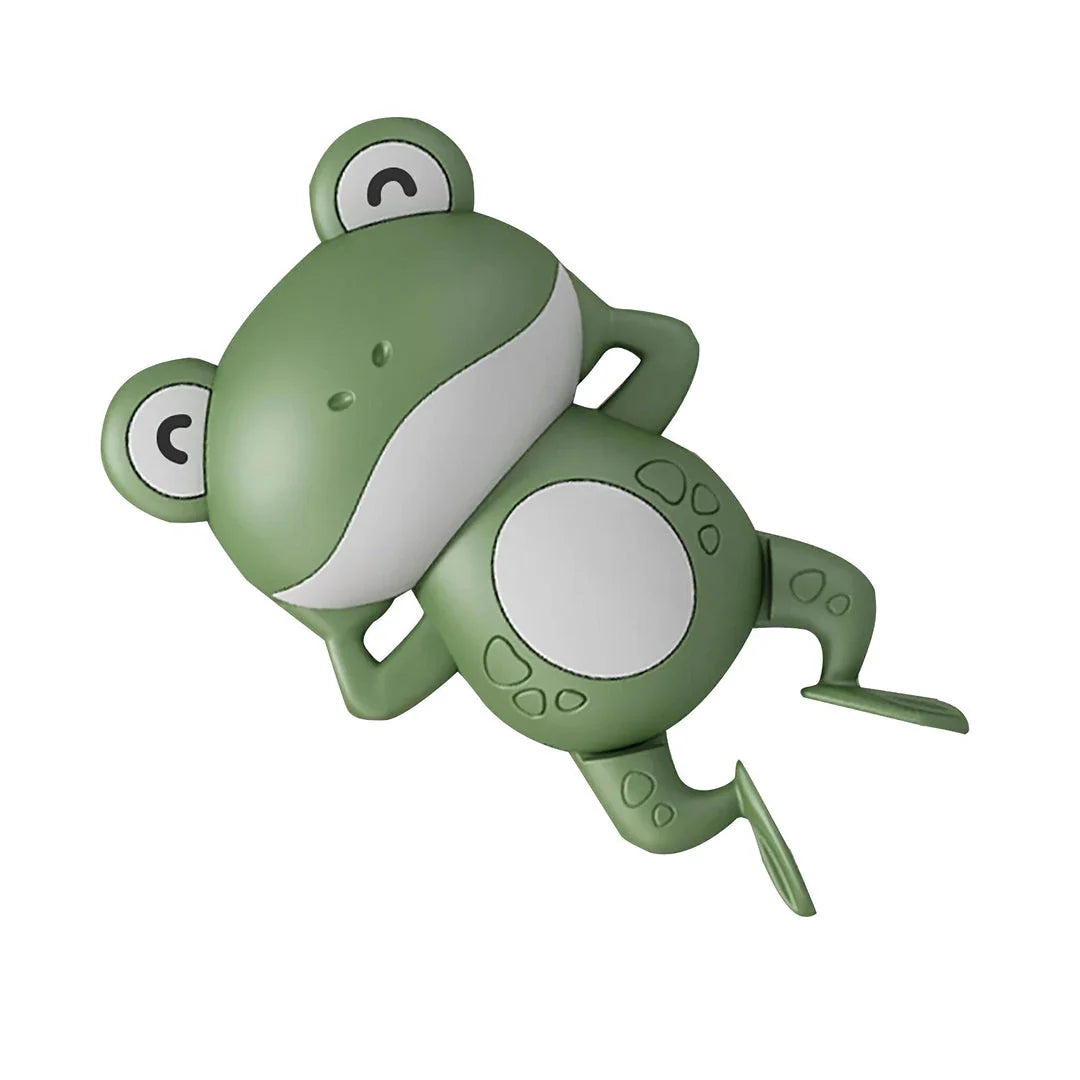 Delightful Clockwork Baby Bath Toy - Cute Frog Design, featuring a pink frog toy with a clockwork mechanism for swimming action