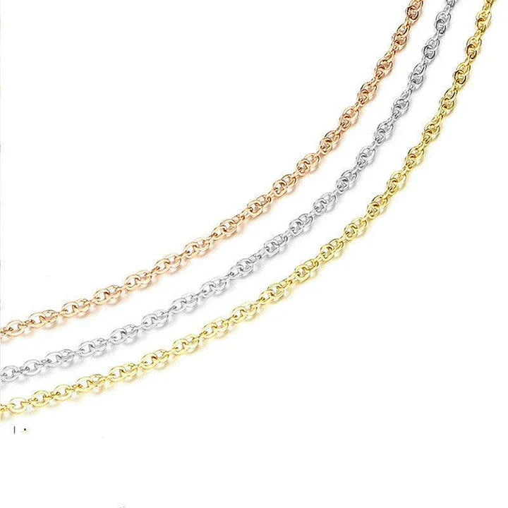 Elegant geometric long necklace made from premium stainless steel, featuring a delicate chain and captivating design for refined British style.
