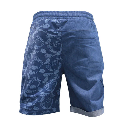 Casual sports shorts for men in a stylish patchwork design, made from soft, breathable cotton for all-day comfort.