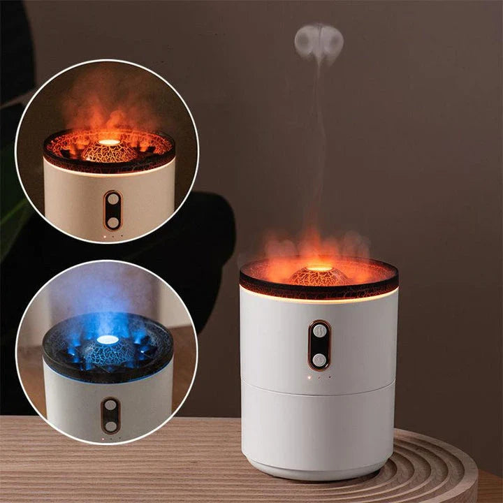 Elegant blue flame electric air humidifier with aromatherapy diffuser and soothing ambient lighting
