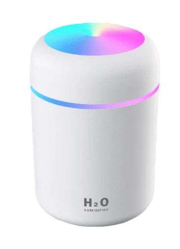 Compact in-car humidifier with LED lights for soothing mist and calming ambiance in your vehicle