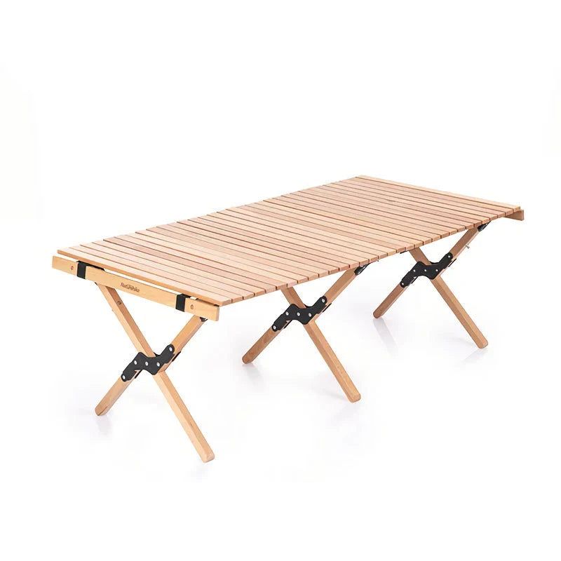 Trendha Outdoor Folding Egg Roll Table made of durable beechwood for camping, picnics, and outdoor use
