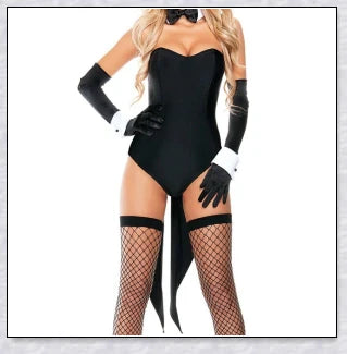 Elegant velvet bunny costume with a captivating design, perfect for Halloween, roleplay, and costume parties