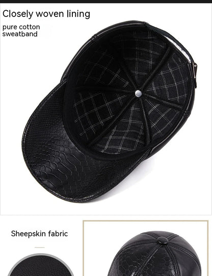 Premium leather hat with adjustable crocodile or snake pattern design, perfect for autumn and winter activities in the UK