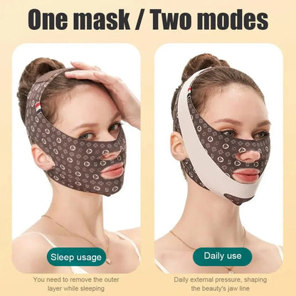 Adjustable face lifting and contouring sleep mask to reduce double chin and enhance facial definition