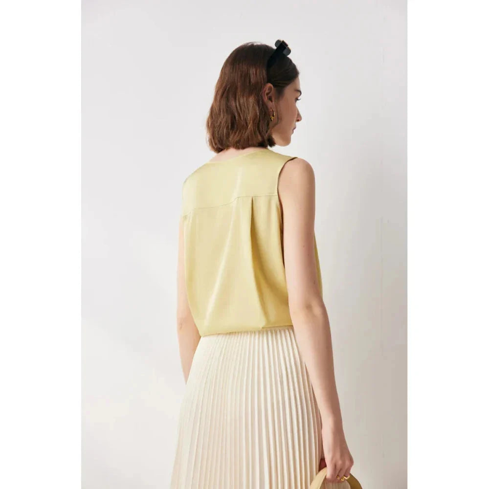 Elegant sleeveless silk blouse in various colours for summer fashion
