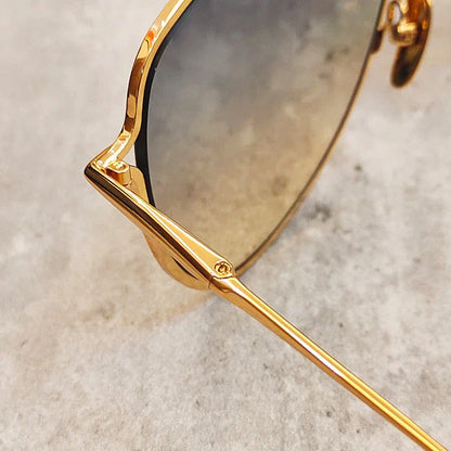 Premium pure titanium frame classic vintage pilot sunglasses with UV400 protection and gold finish