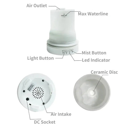 Elegant ceramic ultrasonic essential oil diffuser with timer and night light function for home ambiance and aromatherapy