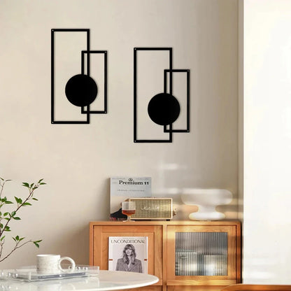 Pair of Nordic-inspired iron silhouette wall hangings in sleek black finish, adding refined sophistication to any living space