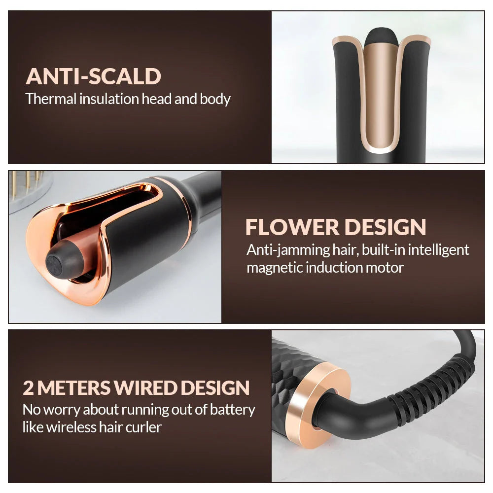 Auto-Rotating Ceramic Hair Curler with Salon-Quality Curling Capabilities