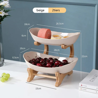 Elegant partitioned oval table plates and tiered fruit bowl with candy and cake trays, perfect for hosting and dining in the UK