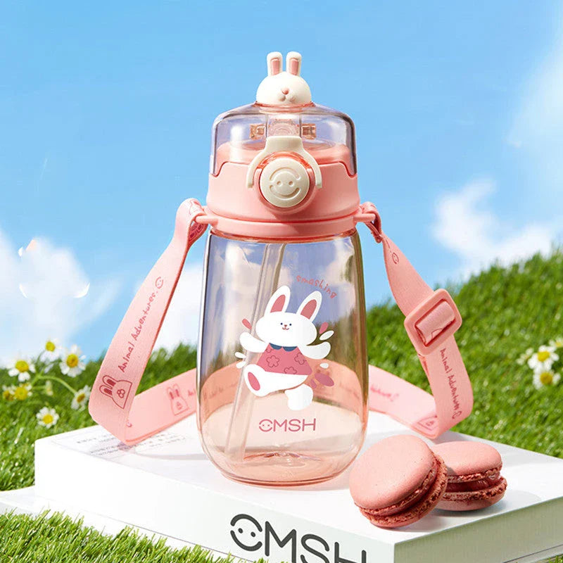 Eco-Friendly 520ml Kids Water Bottle with Vibrant Cartoon Design, Durable Tritan Construction, and Convenient Straw & Strap