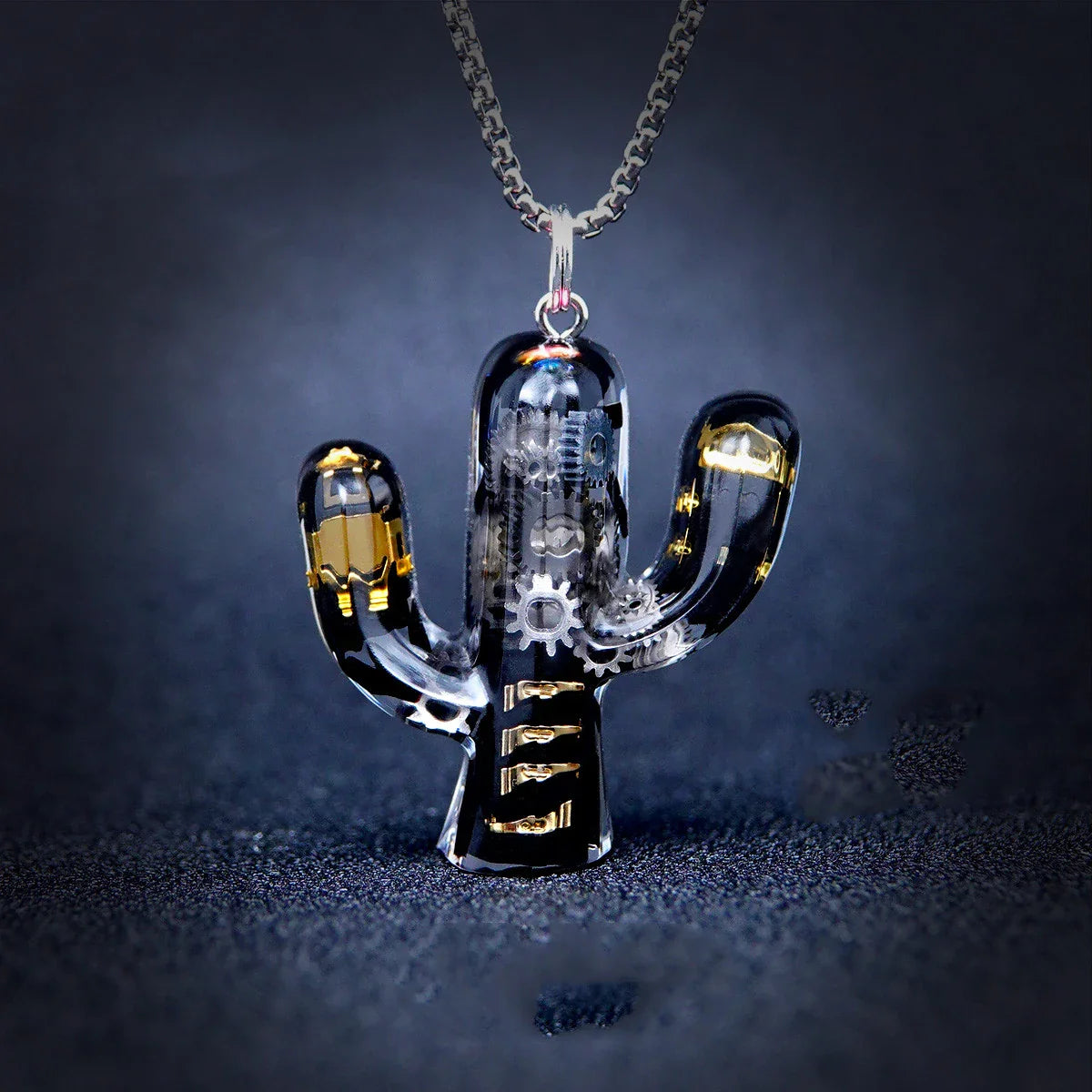 Cactus-shaped pendant necklace made of durable titanium steel with a minimalist geometric design for a sophisticated, versatile accessory