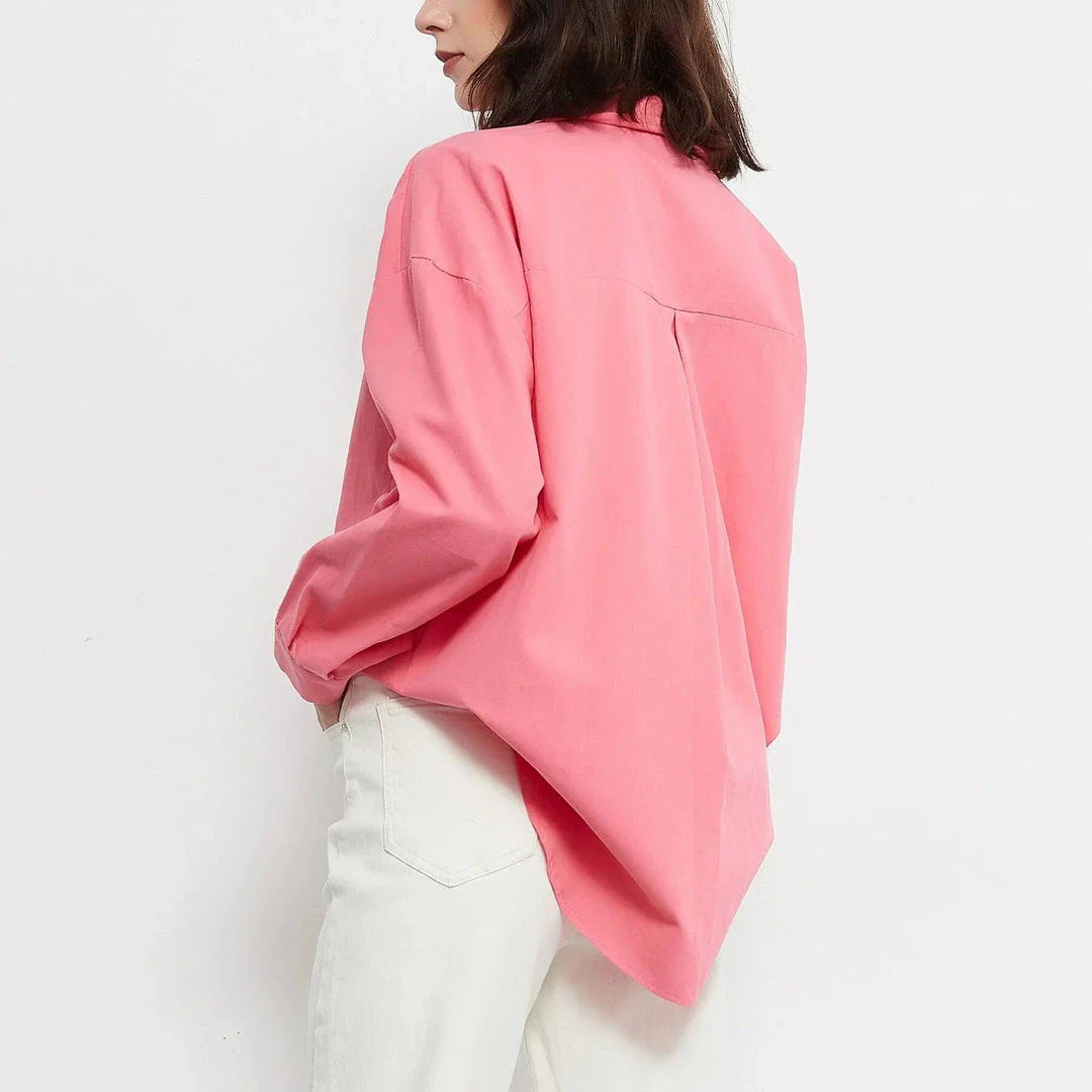 Autumn Rose Red Oversized Casual Blouse with a relaxed, chic design and a soft, breathable fabric blend
