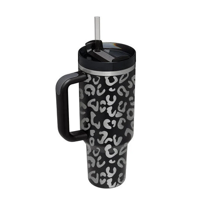 Premium insulated travel mug with straw, made of high-quality stainless steel to keep drinks hot or cold for up to 24 hours