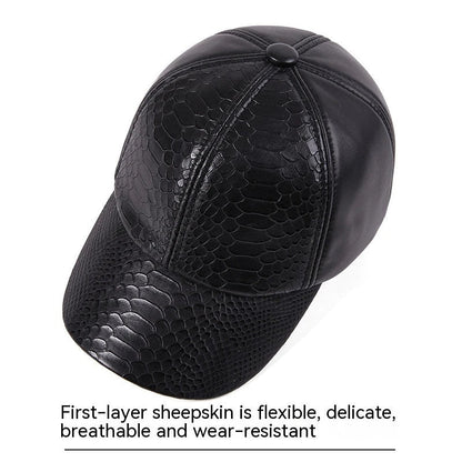 Premium leather hat with adjustable crocodile or snake pattern design, perfect for autumn and winter activities in the UK