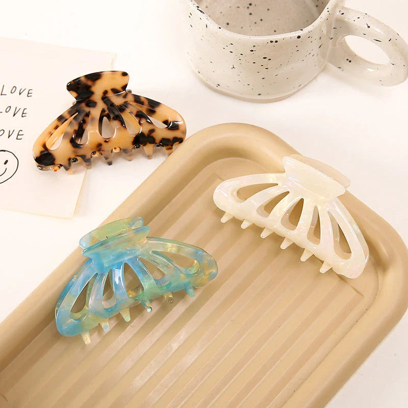 Chic geometric hollow stripes hair barrettes made from premium acetate for women's fashion and hairstyles