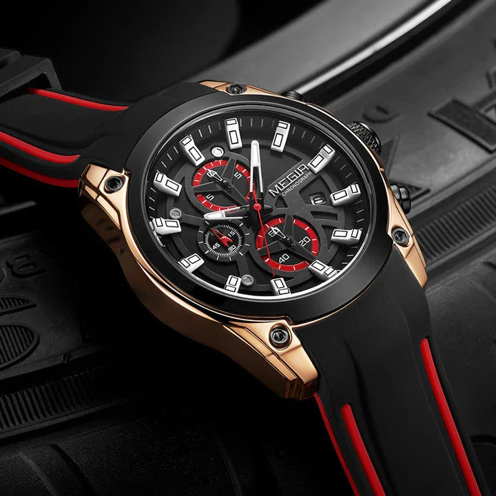 Trendha Multipurpose Sports Silicone Watch with Black Steel Case, Blue Ribbon, Durable Silicone Strap, and Precise Quartz Movement