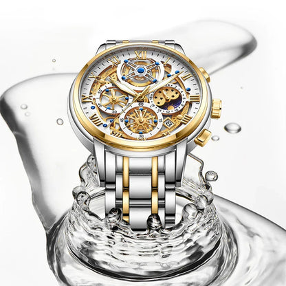 Classic Quartz Multifunction Men's Watch with versatile features and durable stainless steel construction