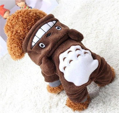 Cosy and comfortable fleece jumpsuit for small dogs in a classic brown colour