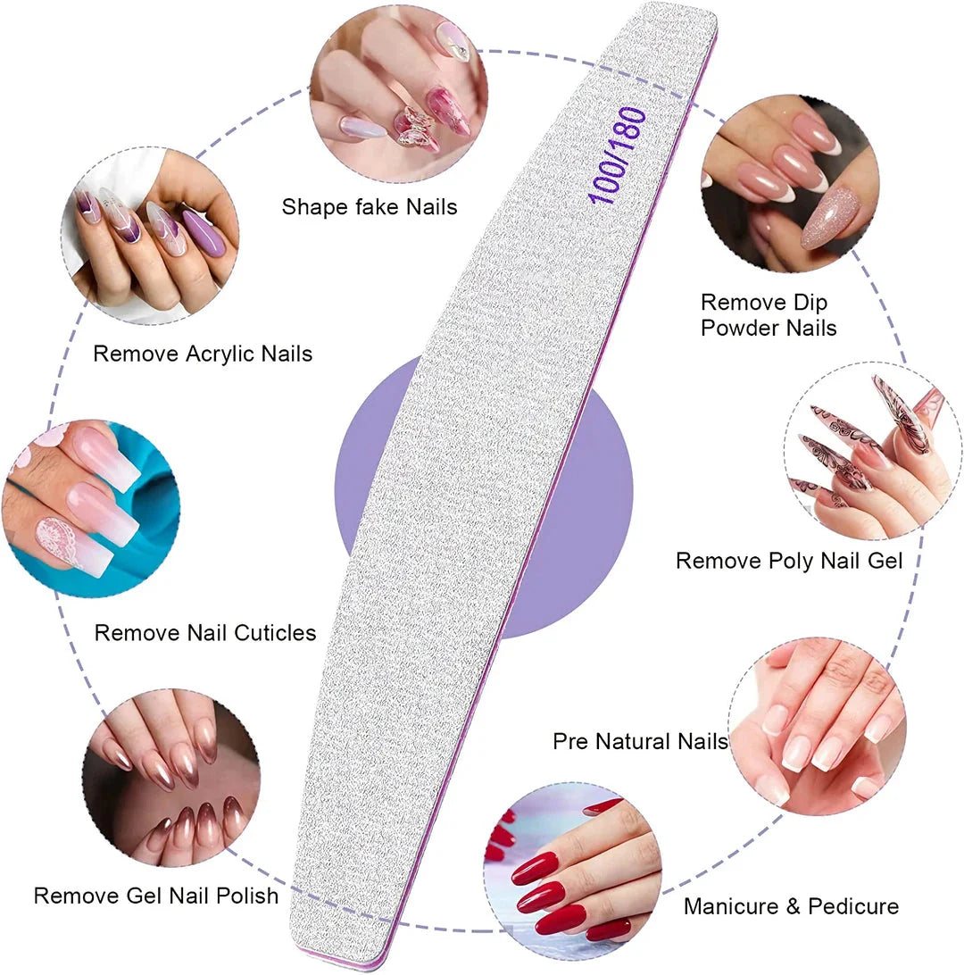 Dual-Sided Emery Board Nail Files for Salon-Quality Nails at Home or On-the-Go