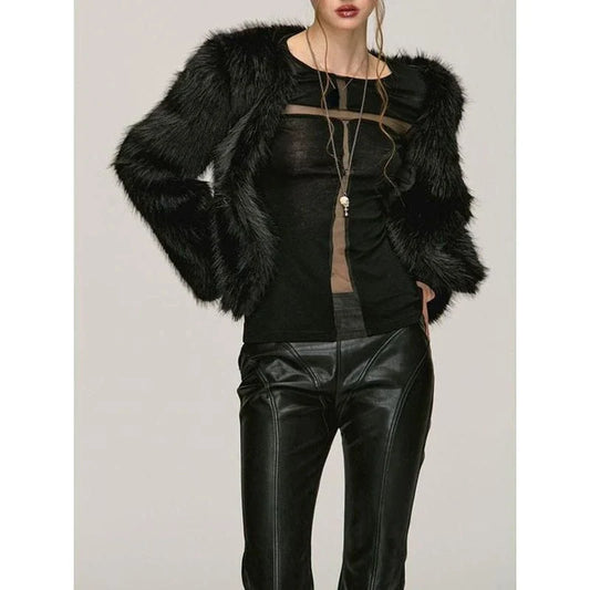 A stylish Gothic Cross Gauze T-Shirt featuring a subtle yet bold cross design and a see-through gauze patchwork for a captivating, edgy look.