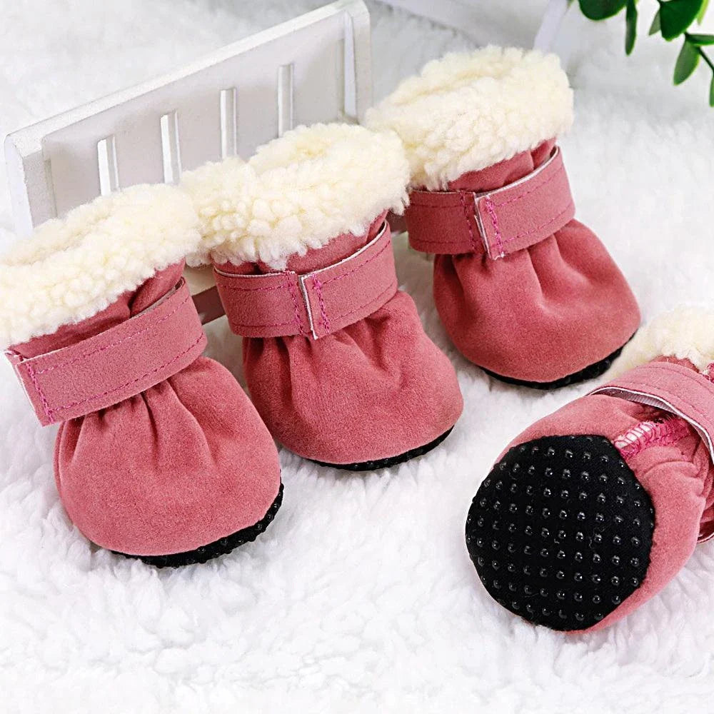 Premium 100% cotton anti-slip winter dog shoes with adjustable straps and reflective detailing for enhanced traction and visibility