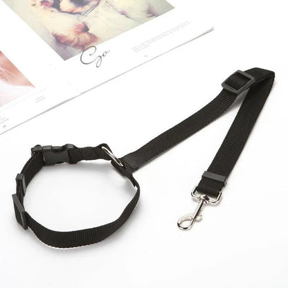 Adjustable Dog Car Seatbelt with Leash and Headrest Attachment for Secure Pet Transport